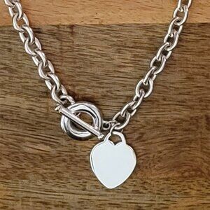 Silver Plated Toggle And Heart Necklace